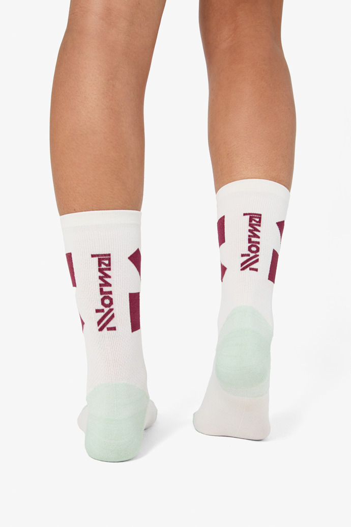 Race Sock White/Green Chaussettes de course blanches pour femmes