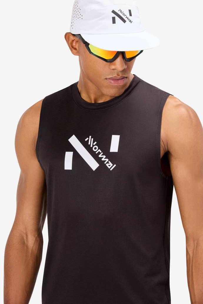 Men’s Race Tank Camiseta carreras sin mangas negra para hombre slim-fit