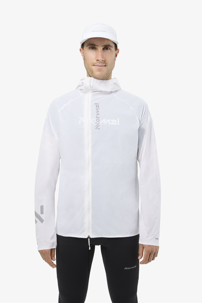 Trail Wind Jacket White Chaqueta cortavientos de trail en blanco para hombre.
