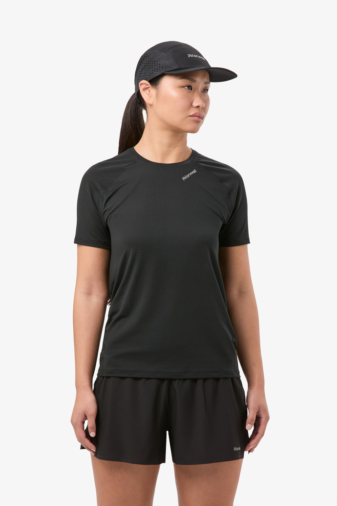 Women’s Race T-Shirt Black Camiseta negra de trail para mujer