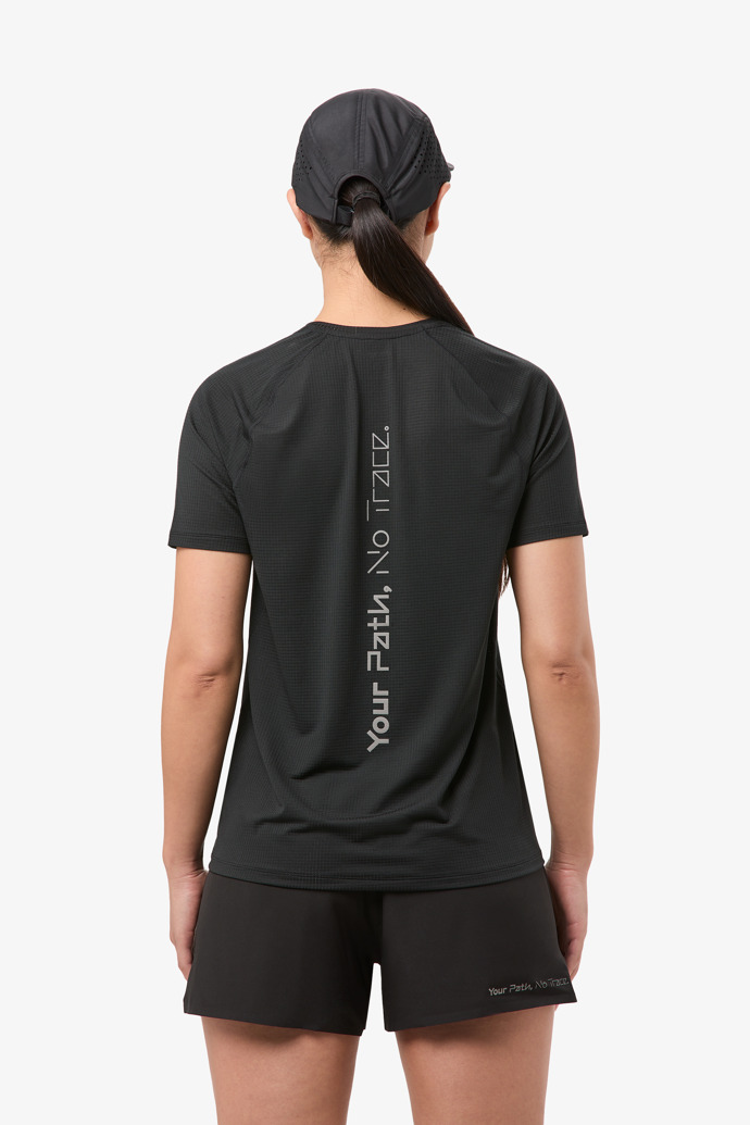 Women’s Race T-Shirt Black Camiseta negra de trail para mujer