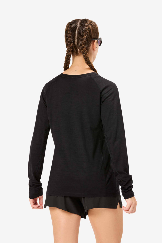 Women’s Merino Long Sleeve T-shirt Camiseta negra de manga larga y lana merina para mujer
