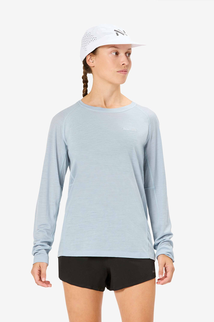 Women’s Merino Long Sleeve T-shirt T-shirt bleu à manches longues en mérinos pour femme