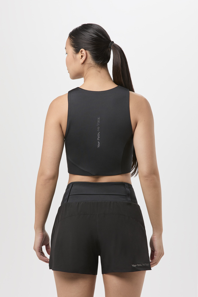 Trail Cropped Top Black Cropped Top Trail negro para mujer