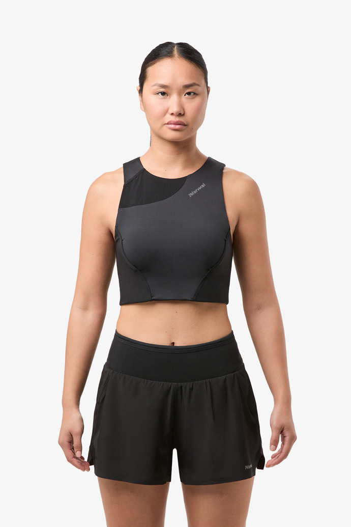 Trail Cropped Top Black Cropped Top Trail negro para mujer