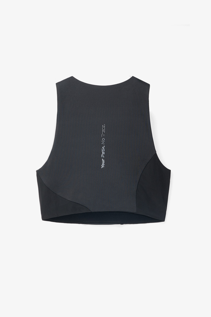 Trail Cropped Top Black Black running crop top for women